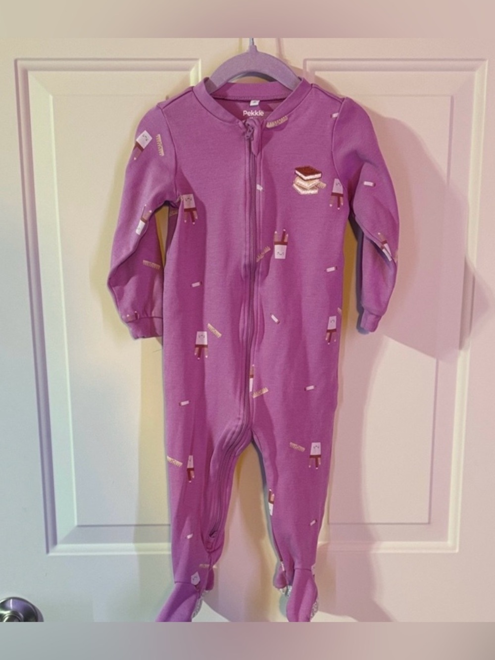 Pekkle Organic Cotton Toddler footies in Bright Purple 18 months
